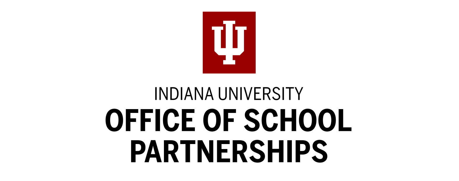 IU Office of School Partnerships logo with IU trident
